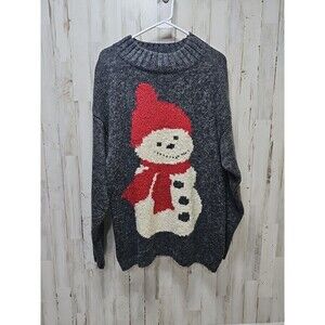 Vintage Heirloom Collectibles Gray Snowman Sweater Women's SZ L Christmas